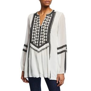 Tolani Lauren Embroidered Long Sleeve Tunic White Size Extra Small NWT